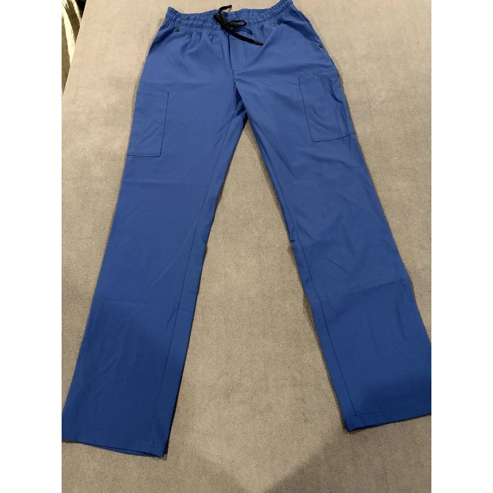 Jaanuu Cargo Scrub Pants Mens XS Blue Stretch Drawstring Waist Pockets Workwear